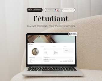 L'Étudiant, planner étudiant : template Notion français premium de planificateur étudiant pour organiser ses études