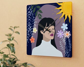 Boho Woman Acrylic Wall Clock, Generic brand,  gifts