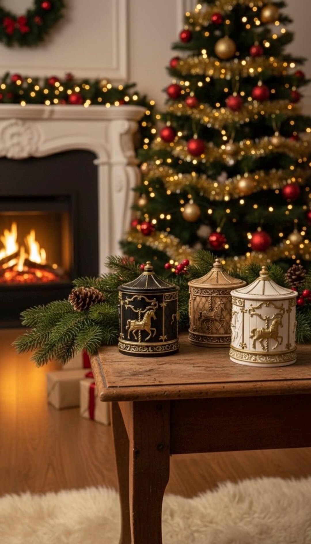 Handmade Carousel Horse Soy Wax Candle, Christmas Decor, Gold Accents ...