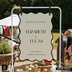 Wedding welcome sign, wedding signage, entrance sign, ceremony sign wedding, modern welcome sign, wavy welcome sign, custom sign, WWS-0101
