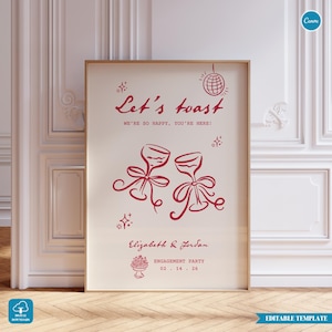 Engaged welcome sign, modern engaged, we're engaged sign, whimsical engagement, hand drawn sign, custom signage, reception sign, EPS-0104