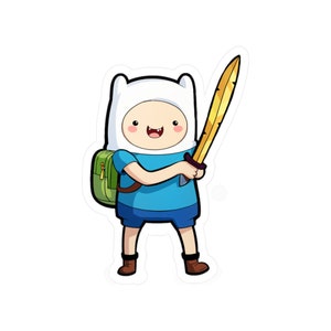 Finn Adventure Time Sticker Cute Cartoon Vinyl Art with Sword for Water Bottles and Laptops