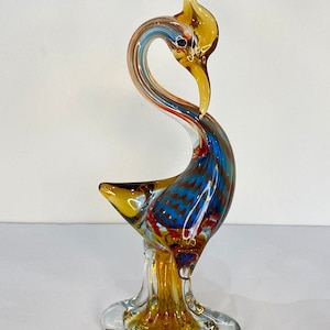 Authentic Murano Glass Bird/Handcrafted Venetian Art Glass/Vintage Collectible Sculpture/Elegant Home Decor