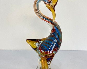 Authentic Murano Glass Bird/Handcrafted Venetian Art Glass/Vintage Collectible Sculpture/Elegant Home Decor