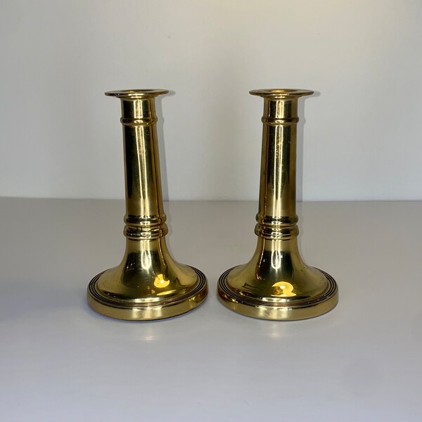 Vintage Solid Brass Candlestick Holders - Classic Home Decor - Elegant Tabletop Accent - Timeless Antique Style Candle Holders