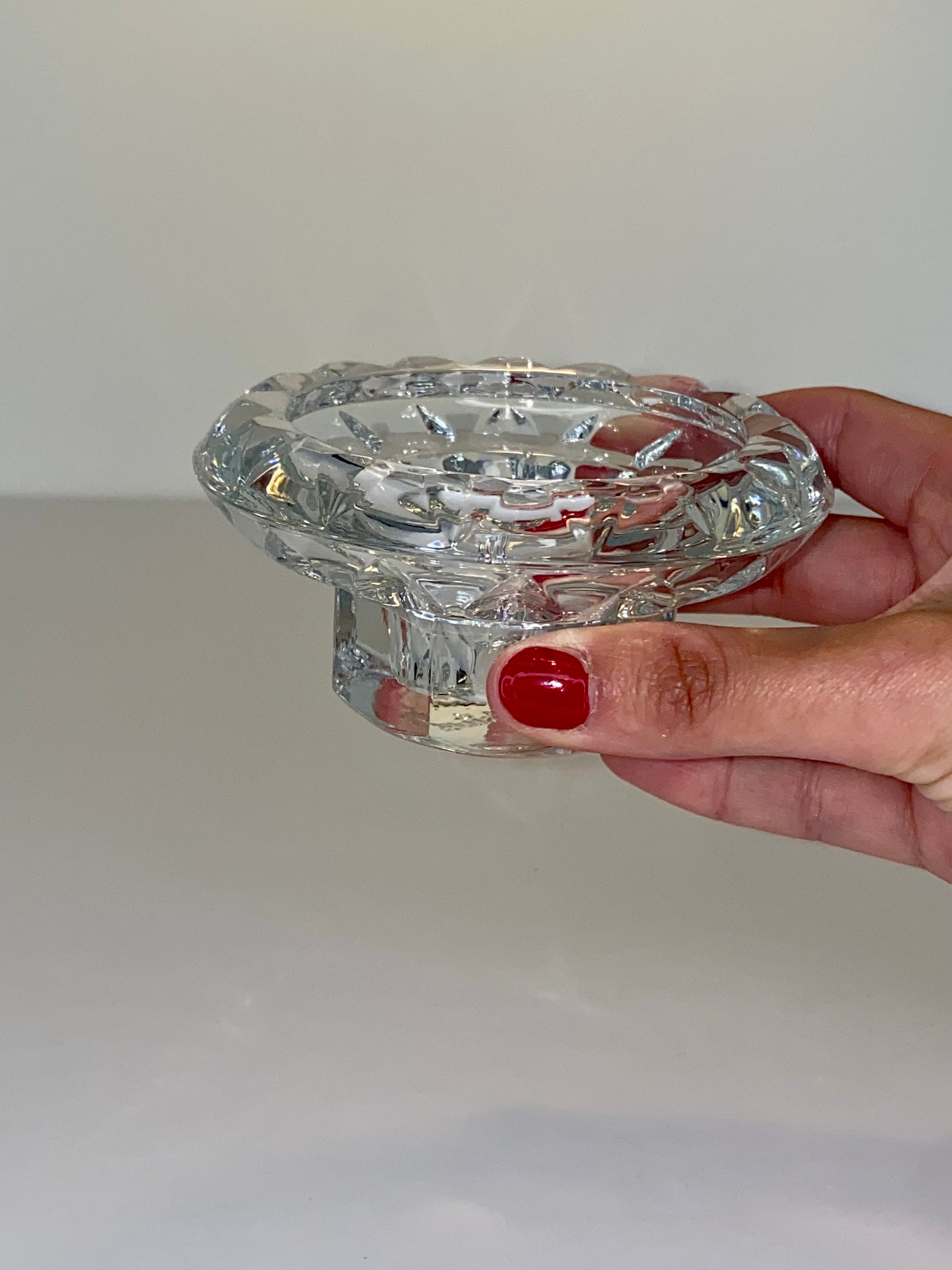 Mini Bougeoir Vintage Mi-siècle En Verre Transparent - Forme Unique - Déco Rétro