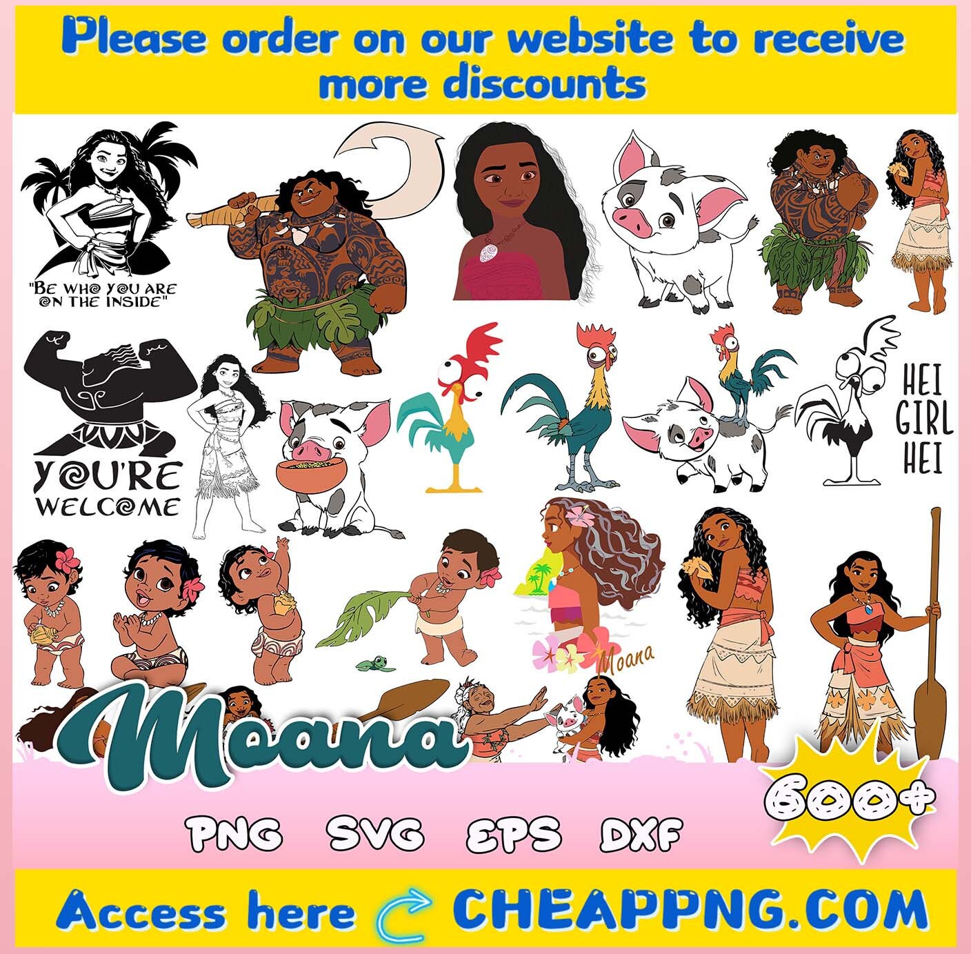 Moana SVG Bundle, Moana Svg Files for Cricut, Baby Moana Png, Princess ...