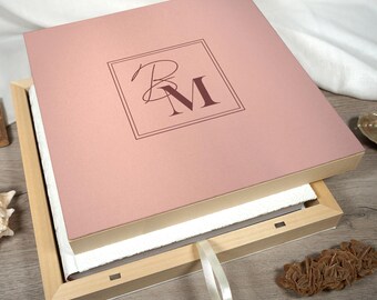 Personalized wooden box, wedding album box, wedding keepsake box, personalized wooden clamshell box