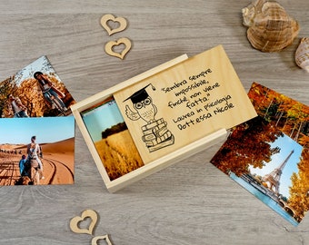 Personalized wooden box, Memory box, Wooden photo box, Photo holder box, Print box