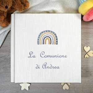 Embroidered photo album, Baby memory album, Embroidered book, Birth book, Linen photo album, Communion photo album