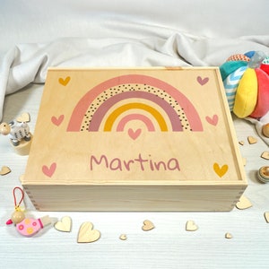 Caja de madera infantil, caja de recuerdos, caja de madera personalizada, caja de nacimiento de bebé, caja de madera personalizada