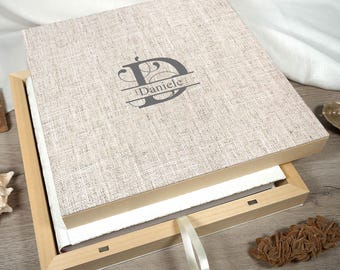 Personalized Wedding Keepsake Box, Scrapbook Box, Wedding Memory Box, Personalized Wooden Clamshell Box