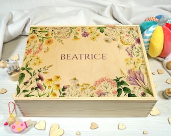 Baby keepsake box, personalized wooden box, baby birth box, personalized wooden box