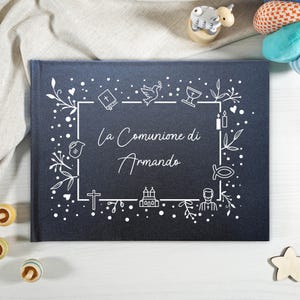 Libro degli ospiti Prima Comunione, Cresima, Guest book personalizzato, Libro degli ospiti con pagine bianche per dediche Battesimo