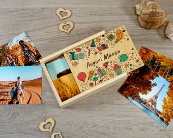 Scatola in legno personalizzata, scatola dei ricordi Memory box, scatola per foto in legno, scatola portafoto , scatola per stampe
