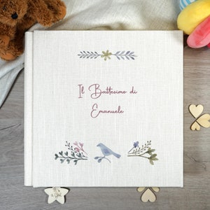 Album fotografico personalizzabile, Album dei ricordi bambino, Album fotografico lino, Libro foto ecopelle, Album foto personalizzato