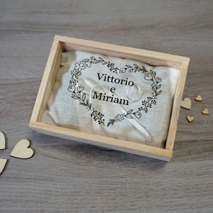 Scatola per fedi nuziali, Scatola portafedi in legno e plexiglass personalizzata, scatola per anelli, Scatola porta anelli di fidanzamento