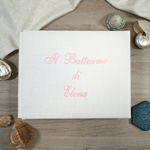 Embroidered photo album, Baptism photo album, Embroidered book, Birth album, Linen photo album, Communion photo album