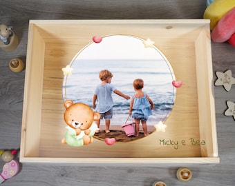 Memory box, baby memory box, personalized wooden and plexiglass box, birth gift, personalized wooden box