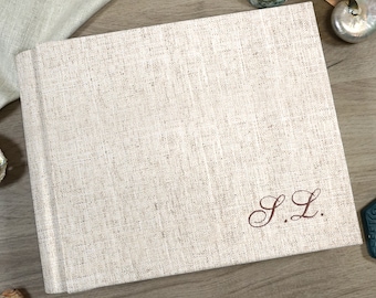 Besticktes Fotoalbum, besticktes Leinenbuch, personalisiertes Fotoalbum, Leinen-Hochzeitsalbum