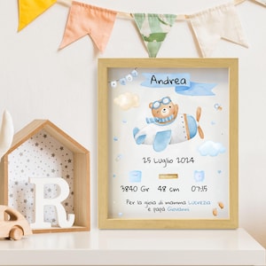 Quadretto nascita personalizzato, Quadretto nascita bimbo, idea regalo nascita per bambino e bambina, Cornice nascita, Regalo nascita