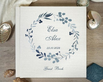 Embroidered photo album, embroidered linen book, personalized photo album, linen wedding album