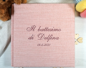 Embroidered photo album, Baptism photo album, Embroidered book, Birth album, Linen photo album, Communion photo album
