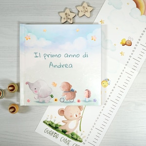 Libro primo anno del bambino personalizzato, Libro nascita, Album dei ricordi primo anno, Libro del bambino da compilare, Diario bebè