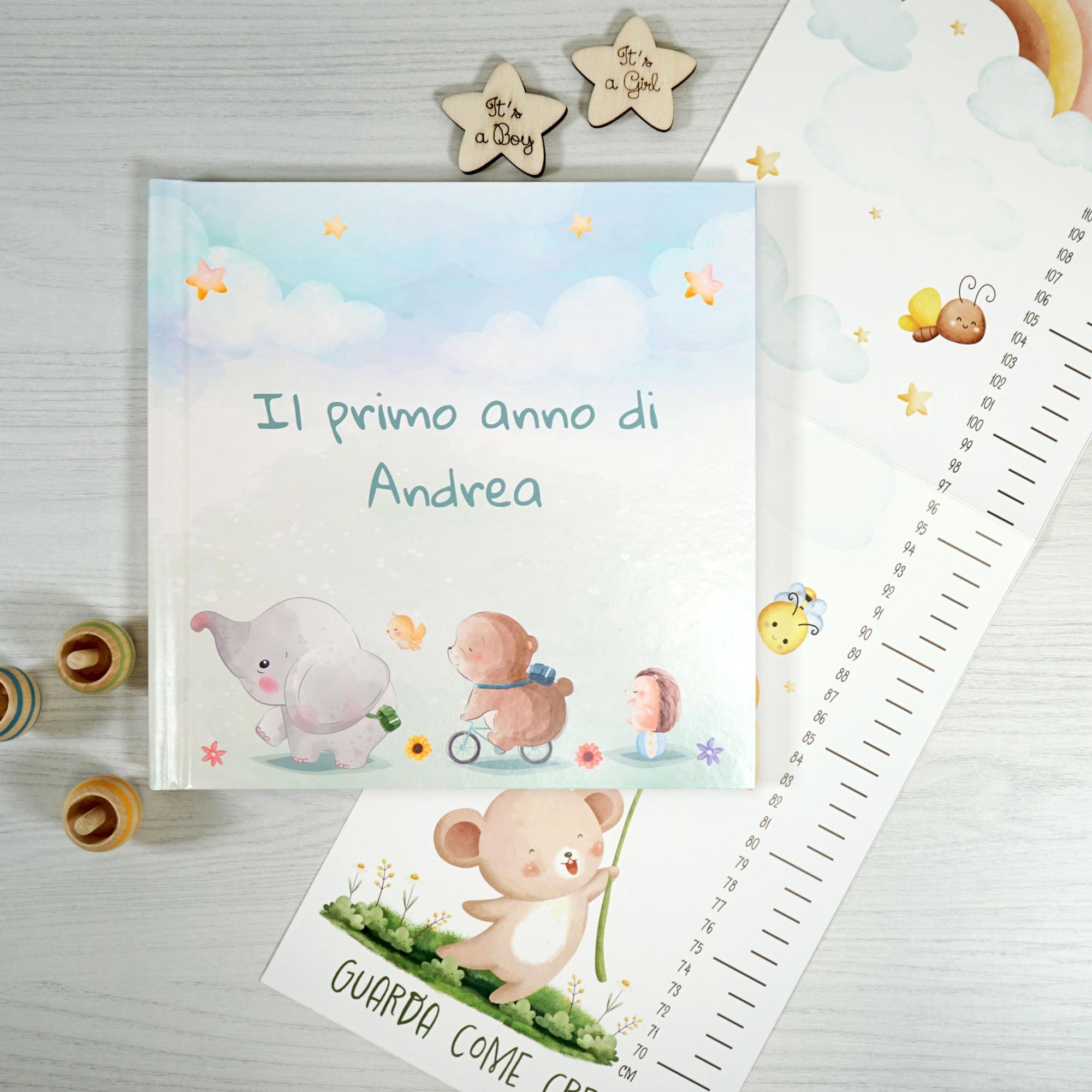 EULENTALER Album Per Bambini 'Il Mio Primo Anno SCANDI' - 92 Pagine, Copertina In Lino Con Stampa Oro, Progettato Da Educatori