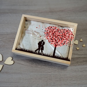Scatola per fedi nuziali, Scatola portafedi in legno e plexiglass personalizzata, scatola per anelli, Scatola porta anelli di fidanzamento