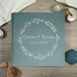 Album fotografico personalizzabile, Album professionale con copertina in Ecopelle, Lino, Interno avorio con velina, Album di nozze