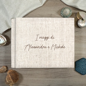 Album fotografico personalizzabile, Album professionale con copertina in Ecopelle, Lino, Interno avorio con velina, Album di nozze