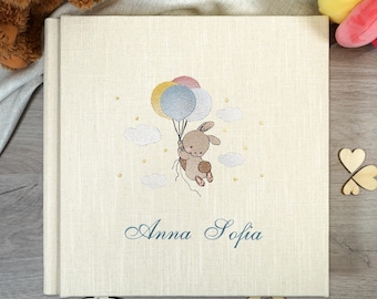 Embroidered photo album, Baby memory album, Embroidered book, Birth book, Linen photo album, Communion photo album