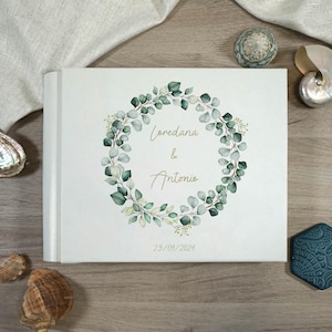 Album fotografico personalizzabile, Album professionale con copertina in Ecopelle, Lino, Interno avorio con velina, Album di nozze