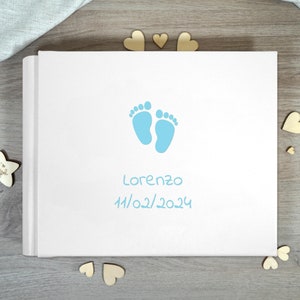 Baby photo album, Birth book, Baby memory album, Linen photo album, Faux leather photo book, Personalized photo album