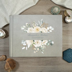 Album fotografico personalizzabile, Album professionale con copertina in Ecopelle, Lino, Interno avorio con velina, Album di nozze
