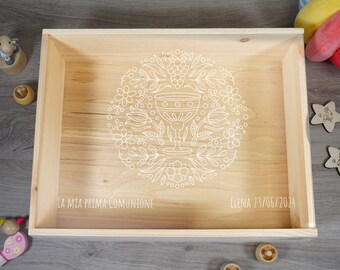 First Communion wooden box, keepsake box, personalized wooden and plexiglass box, personalized wooden box