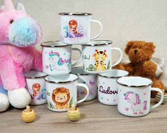 Personalized kids mug, children's mug, kindergarten kids mug, personalized kids gift, enamel mug