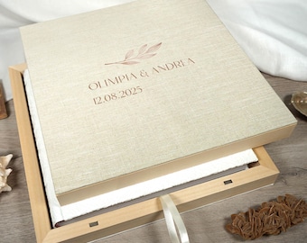 Wooden clamshell box, photo album box, wedding keepsake box, luxury wedding keepsake box