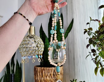 Beaded plant hanger Suncatcher beaded propagation jar holder retro bead wood bead plant hanger succulent propagation light catcher