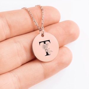 Letra de collar minimalista "T": regalos personalizados para mejor amiga, regalo de cumpleaños, persona favorita, persona del corazón, mamá