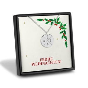 Regalo personal de Navidad: cadena con cadena de letras colgante, regalos para abuelos, mamá, papá, cadena con placa e iniciales