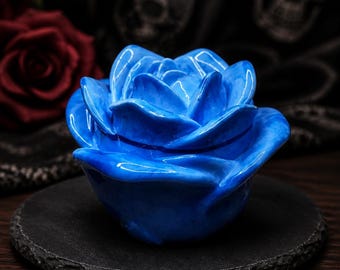 Blue Resin Rose Jar: Decorative Trinket Jar