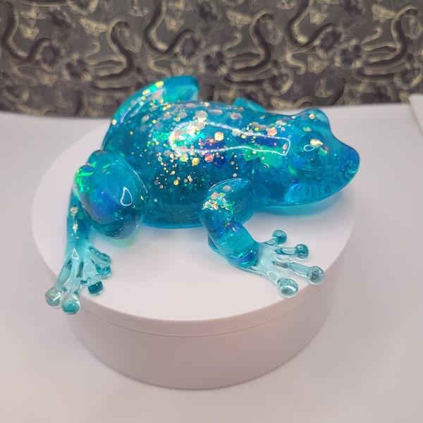 Blue Frog | Iridescent Frog | Opal Frog | Glitter Frog | Shimmer Frog | Blue Easter Frog | Frog Decor | Resin Frog | Light Blue Frog