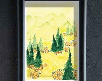 autumn forest Print, decorative autumn Wall Art, autumn Poster, Living Room Print, Bedroom Wall Decor, Modern Abstract autumn Prints,