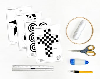 Printable Montessori mobile DIY. Black white Hight contrast mobile for newborn. DIGITAL PDF