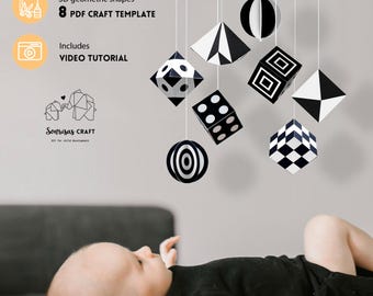 DIY Montessori Mobile. Craft Template with geometric shapes PDF