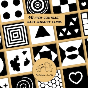 Afdrukbare montessorikaarten met hoog contrast. Zwart-witte geometrische montessori-flashcards. Sensorische kaart voor visuele ontwikkeling. DIGITALE DOWNLOAD