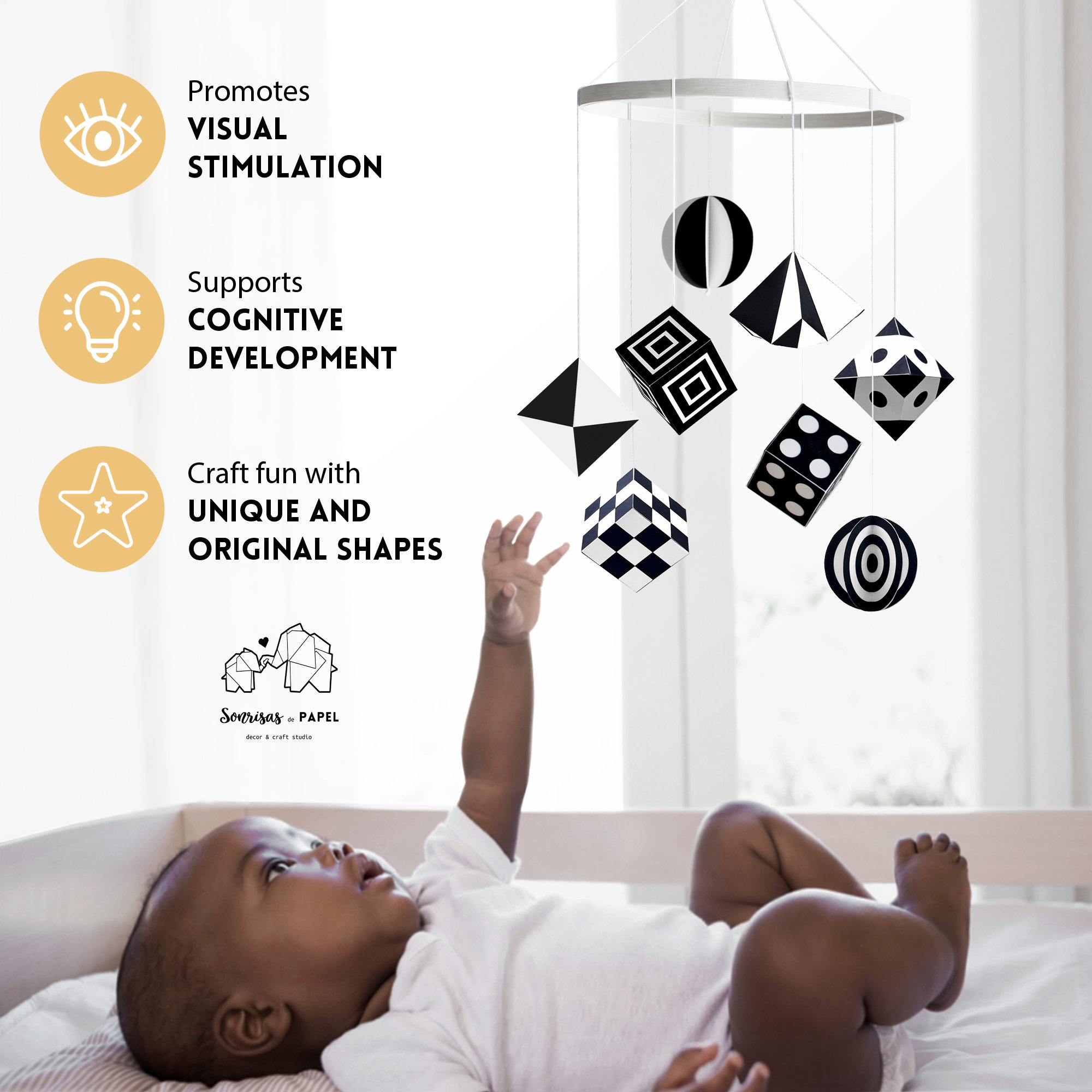 DIY Montessori Mobile. Craft Template With Geometric Shapes PDF - Etsy