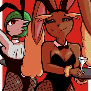 Lopunny and Gardevoir | Pokémon | Bunny Girls | Art Print